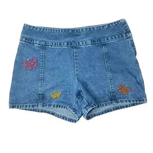 Jordache Jean Shorts Size 14.5 Medium Wash Denim Embroidered Butterfly Side Zip